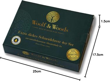 Набір кухонних дошок Woolf & Woods з акації, 4 шт, натуральні, товсті, для нарізки та сервірування