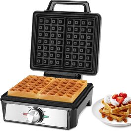 Вафельниця Aigostar для 2 бельгійських вафель, 1600W, антипригарне покриття, LED-дисплей, компактний дизайн з нержавіючої сталі, BPA та PFOA free