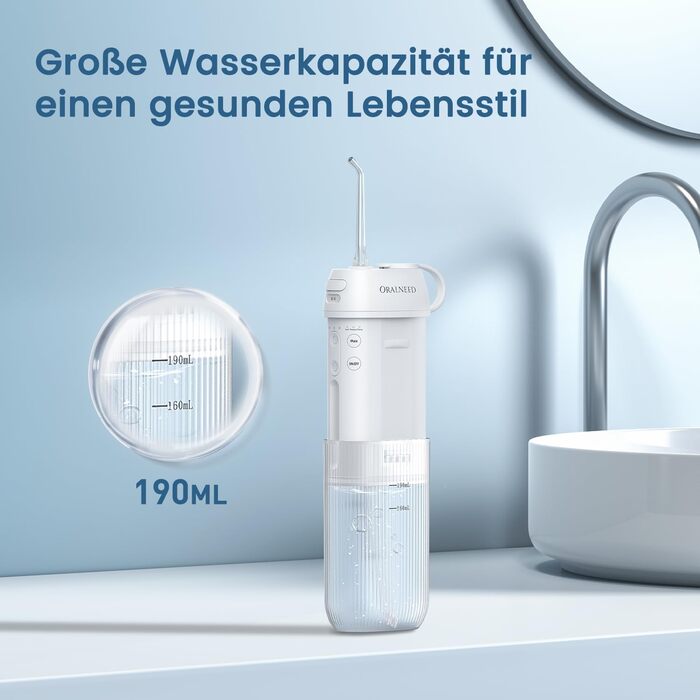 Портативний ірригатор Oralneed Mini Munddusche: 3 режими, IPX7, для дому та подорожей