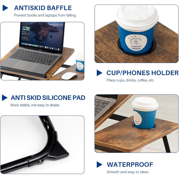 Зручний столик-підставка для ноутбука в ліжко/диван Retrobrown: регульований, складаний, з підстаканником