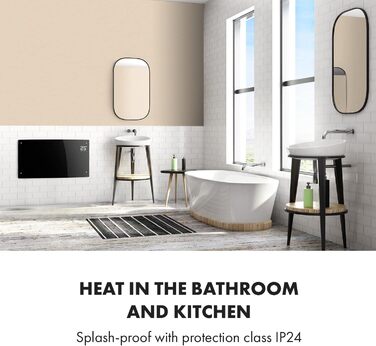 Klarstein Electric Heater, Convector Heater - Freestanding or Wall-Mounted, Energy-Saving Electric Heater, App Control, Quiet Electric Heater, Standalone Electric Radiator with Thermostat, 2000 W Black Bornholm Curved Smart