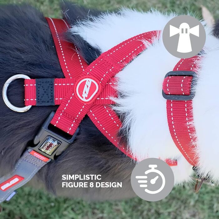 EzyDog Anti-Pull Harness for Dogs - Crosscheck Dog Harness for Small, Medium and Large Dogs, Dog Training Accessories, Reflective, Adjustable Sizes (XS, Red)