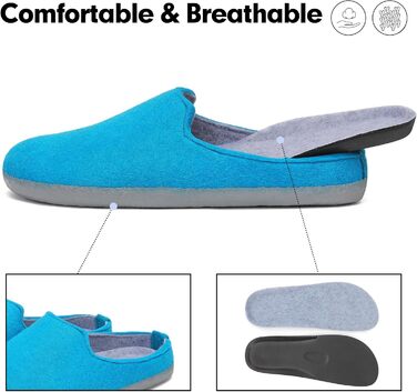 Тапочки халатні зимові Mishansha з фетру для жінок та чоловіків, розмір 36-48 (38 EU), темно-синій