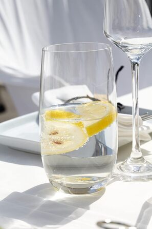 Leonardo Tivoli Drinking Glasses, Set of 6, Dishwasher-Safe Water Glasses, Drinking Cups Made of Glass in a Modern Style, Large, 390 ml, 020965
