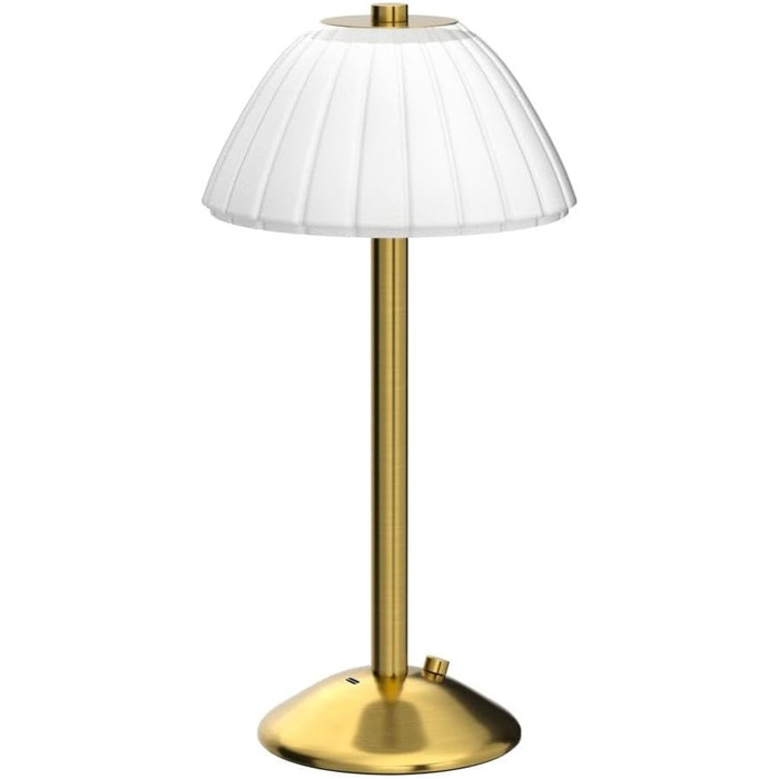 Стійка лампа бездротова LED з акумулятором, регульована яскравість, нічна/настільна лампа для вітальні/спальні, 3 кольори світла, золотий вінтаж