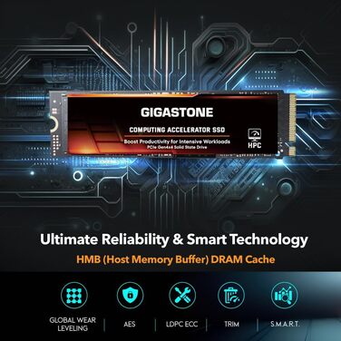 Gigastone M.2 SSD PCIe 4.0 Gen4 2TB (2x1TB) – Внутрішній SSD для ПК, Ноутбука, PS5, ігор, 5000 МБ/с