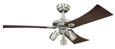 Вентилятор стельовий Westinghouse Audubon 7211940, метал, нікель щіткований, 122x122x39 см, енергоефективність A++-E, патрон GU10