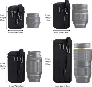 Водонепроникний захисний чохол для об'єктивів камери (набір 4 розмірів) - захист для DSLR об'єктивів