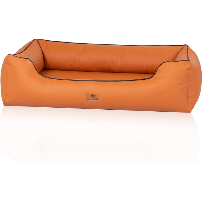 Ортопедичне собаче ліжко Knuffelwuff Lovelock M-L з штучної шкіри, 85 x 63 см, Rusty. Знімний чохол, легко мити, для великих, середніх та маленьких собак. Розміри: 85 x 63 x 23 см