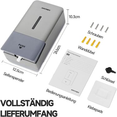 Настінний диспенсер для мила AnyDry, 800 мл, з вікном, срібний