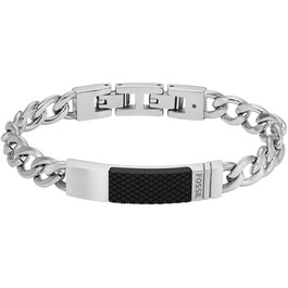 Чоловічий браслет Fossil з нержавіючої сталі або шкіри з застібкою-метеликом. Срібний та чорний колір.