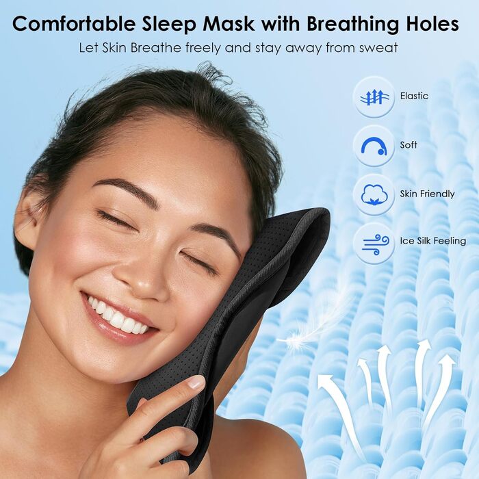 Маска для сну Musicozy з навушниками Bluetooth | 100% затемнення, для подорожей, релаксації | Подарунок для чоловіків та жінок