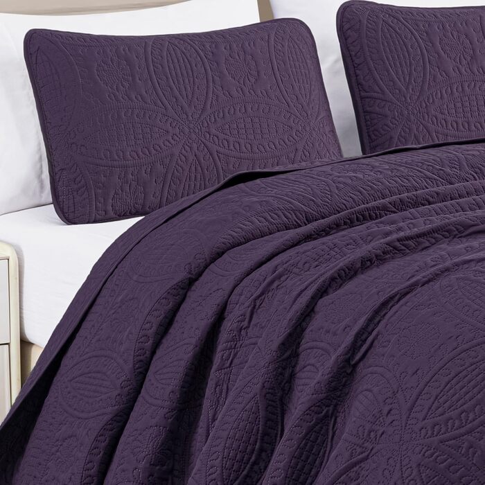 Chezmoi Collection Austin: Комплект з 3 великих пледів (Синьо-зелений) - Плед, Queen, Violett
