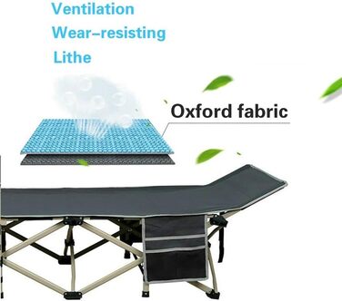 Ліжко-розкладачка Yaheetech для кемпінгу, сіре, до 150 кг, з бічною кишенею та сумкою для транспортування