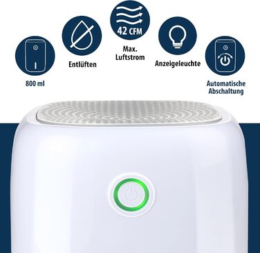 Електричний осушувач повітря Alpina – компактний, 330 мл/день, для підвалу, спальні, офісу (до 50 м²), знімний резервуар для води, білий