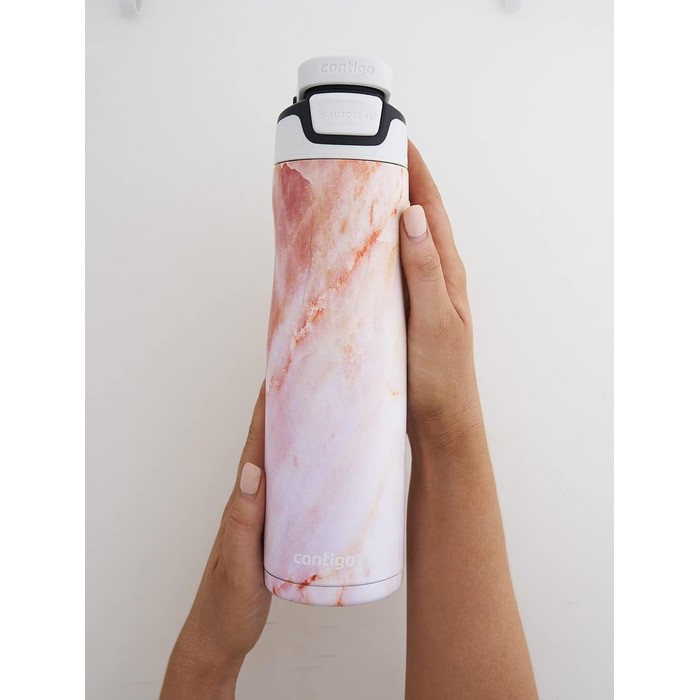 Contigo Autoseal Chill Stainless Steel Water Bottle with Autoseal Technology, Insulated Bottle Keeps Drinks Cold for Up to 28 Hours, Leak-Proof, BPA-Free, 720 ml (Rose Quartz)