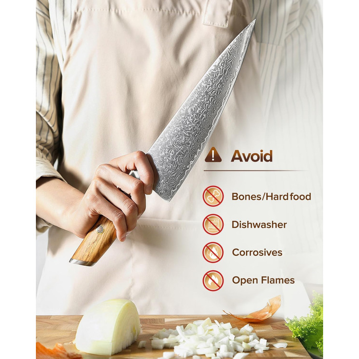 Професійний шеф-ніж XINZUO Lan Series Gyuto 21.2 см, кований дамаск із порошкової сталі (73 шари), ергономічна ручка з оливкового дерева