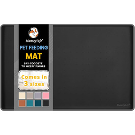 Підкладка під миску для собак та котів MateeyLife, 60 x 40 см, чорна, силікон, неслизька