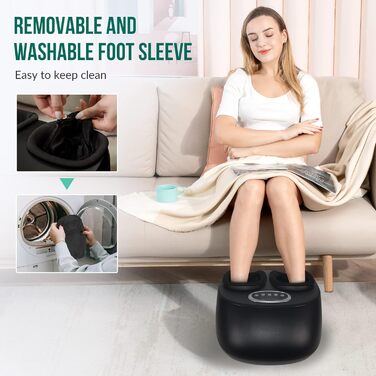 Електричний масажер для ніг Snailax з підігрівом та Shiatsu, для жінок та чоловіків, чорний