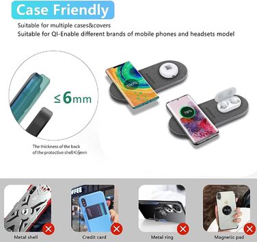 Бездротова зарядка 40W 2 в 1 для iPhone, Samsung, AirPods: швидка зарядка для iPhone 17/16/15/14/13/Pro/Pro Max, AirPods 4/3/Pro, Galaxy S25/Galaxy Buds (сірий)