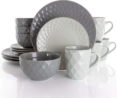 Набір посуду Elama Tahiti з каменю, 16 предметів, сірий та перламутровий