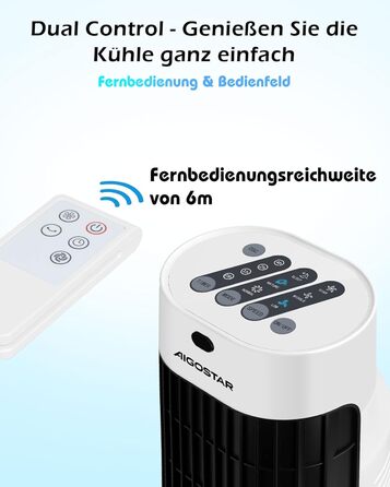 Вентилятор вежовий Aigostar Leise Turmventilator 76 см з осциляцією та таймером, 45 Вт