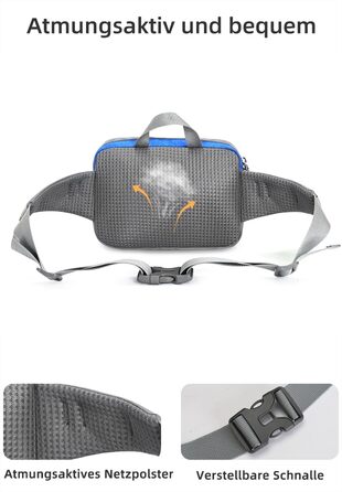 Спортивна поясна сумка-бананка з тримачем для пляшки, для собак, велоспорт, піші прогулянки, біг, поясна сумка для чоловіків та жінок, велика, блакитна