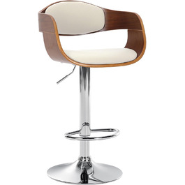 Kingston Adjustable Bar Stool with Faux Leather Seat - Walnut/White Finish