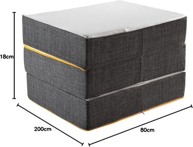 Comfy Line - складаний футон-матрац 80x200 см, ортопедичний матрац із піни для кемпінгу, гостьова, дорожня та підлогова матраца, складаний матрац для сну