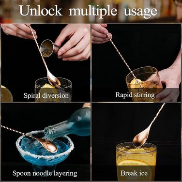 Якісний барний мішалка для коктейлів YFWOOD з нержавіючої сталі, довга ручка, спіральний дизайн, ідеально для барменів та дому