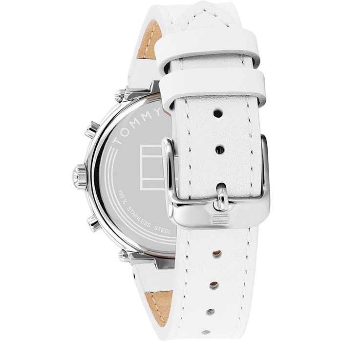 Годинник Tommy Hilfiger для жінок з білим шкіряним ремінцем, кварцовий, модель 1782352