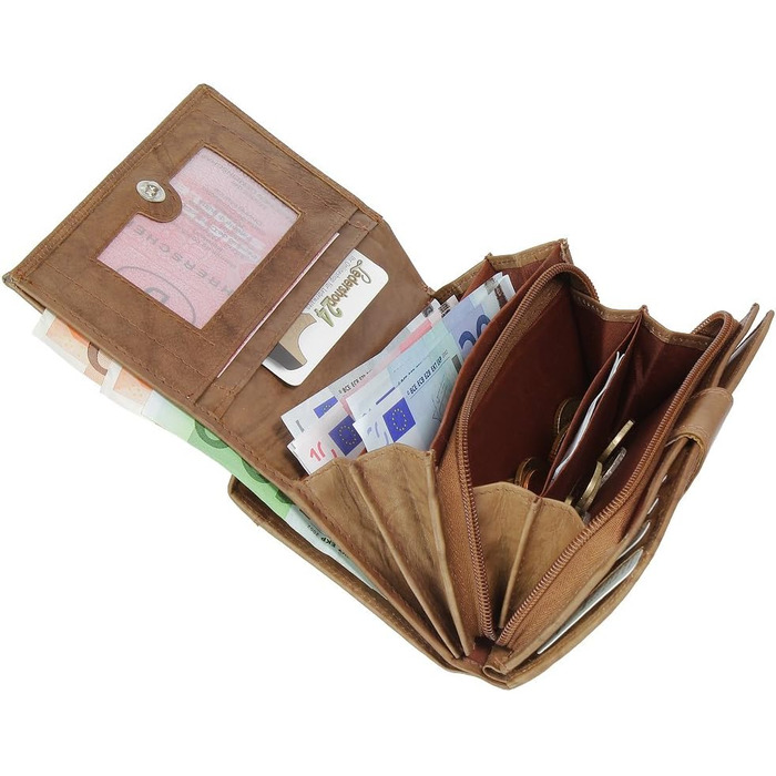 Ledershop24 RFID Women's Leather Wallet, Women's Cardholder, Women's Purse - Long Natural Leather - Gift Set + Exclusive Key Chain