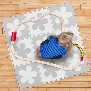 Relaxdays Puzzle Mat with Flower Pattern