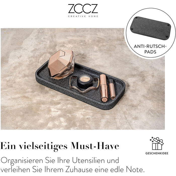 Набір для ванної кімнати ZCCZ 6 предметів: органайзер для зубних щіток, мильниці, косметики, ватних паличок в мармуровому стилі, чорний – сучасний декор для ванної