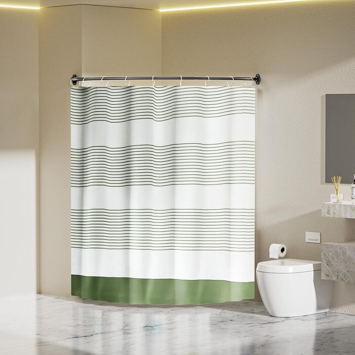 Вигнута регульована штанга для душової завіси, 101,6–182,9 см, нержавіюча сталь, розширювана, алюміній, кругла, міцна, для ванної/душу, чорна, монтаж з свердлінням, 40-72 дюйми, чорний