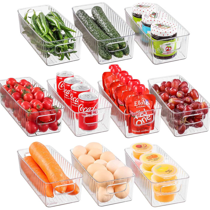 10-Piece Refrigerator Organizer - BPA Free, Kitchen Storage & Organization, Fridge Organizer System for Kitchen, Pantry, Cabinets, Freezer, Fruits, Office, Bathroom