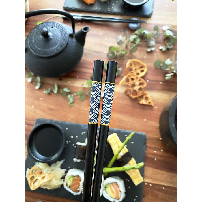 Набір для суші на 2 особи - чорний, 10 предметів: палички, шліфувальні дошки, підставки, миски. У подарунковій коробці.