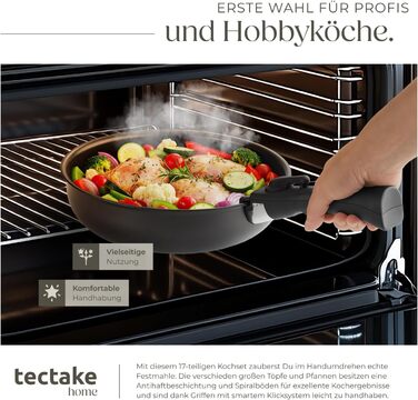 Набір посуду Tectake 17 предметів з антипригарним покриттям для індукційних плит: каструлі, сковороди та кришки