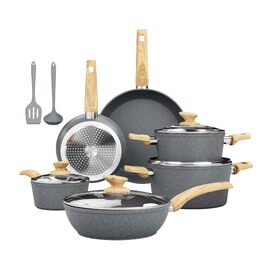 Набір посуду Kitchen Academy індукційний 10 предметів, гранітне антипригарне покриття, товстостінний, без PFOA/PFAS