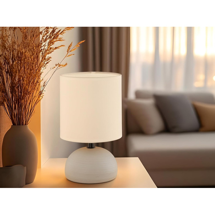 Торшер Reality Leuchten Luci R50351035 з керамічним цоколем, імітація дерева, бежевий тканинний абажур, 1x E14 (Cappuccino)