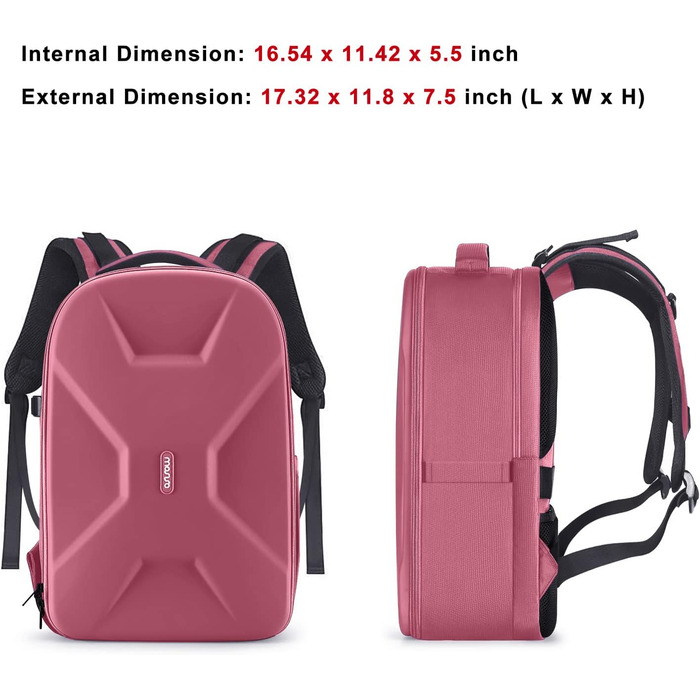 MOSISO Рюкзак для камери, DSLR/SLR/беззеркальна фототехніка, 15-16 дюймів, водонепроникний, з відділенням для штатива та ноутбука, сумісний з Canon/Nikon/Sony, (Пилно-рожевий)