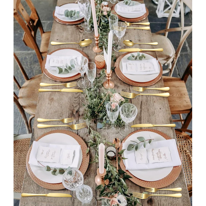 12-Person Cutlery Set, 60-Piece Gold Stainless Steel Cutlery Sets, Elegant Dinnerware Cutlery, High-Gloss Polished and Dishwasher Safe, with Knife, Fork, and Spoon, for Home, Party, Restaurant