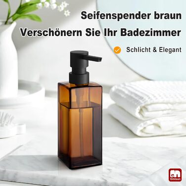 Диспенсер для мила GMISUN для ванної кімнати та кухні, 350 мл, чорний скляний, з піддоном та водонепроникними етикетками