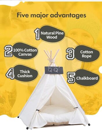 Намет для домашніх тварин: ліжко-намет для собак та котів, білий, 60x60x70 см