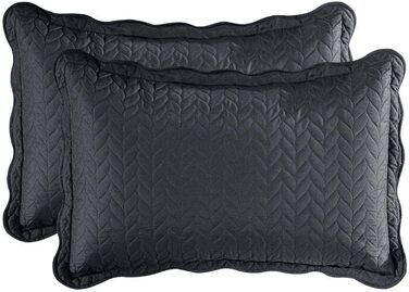 Тканинна ковдра на ліжко (односпальне) з наволочками, MoonLight20015, антрацит/темно-сірий, для спальні, декоративна, двостороння