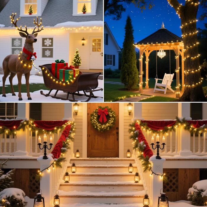 Льо́нточна гірлянда AIMENGTE 30м, 300 LED, тепле біле світло, 8 режимів, IP44, для прикраси саду, балкону, ялинки, вечірки