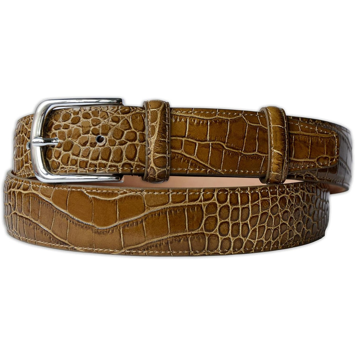Чоловічий шкіряний ремінь Pasquale Cutarelli з крокодиловим візерунком (90 см, тауп)