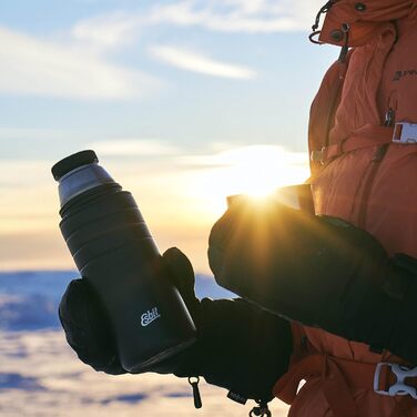 Esbit Majoris Insulated Bottle with Cup - 1000ml Stainless Steel Thermos for Hot & Cold Drinks - Black