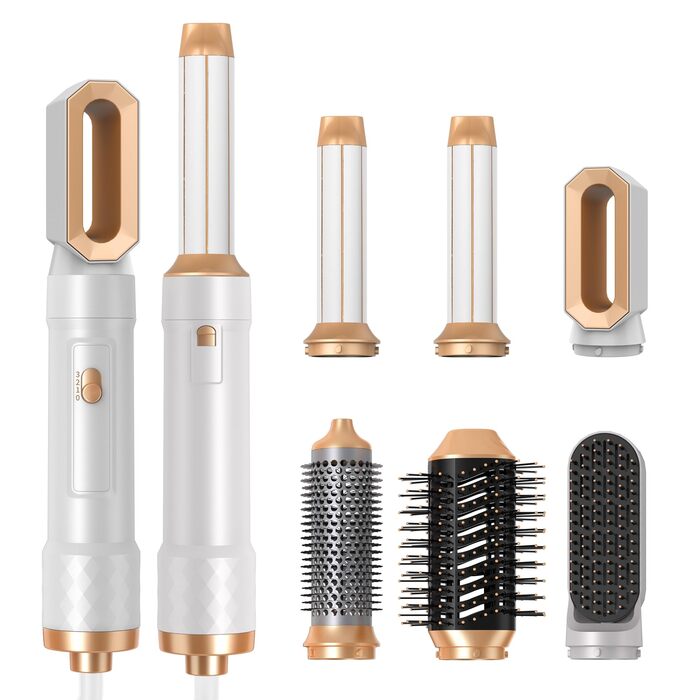 Airstyler 6 в 1: Фен-щітка, Іонний стайлер, Набір для волосся, 1000W, Білий