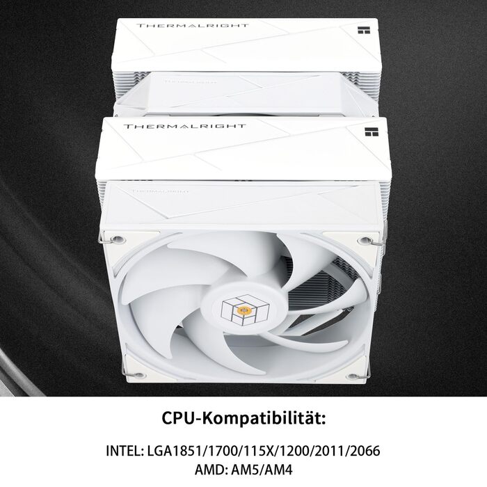 Thermalright Royal Pretor 130: Кулер для CPU з 6 тепловими трубами, підтримка Intel LGA115X/1200/2011/1700/1851; AM4/AM5, Tower-type, білий